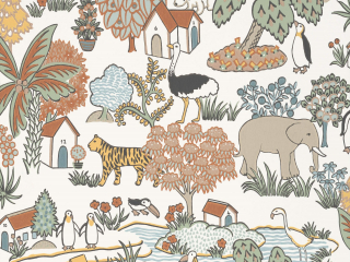 Little Greene behang Animal Kingdom Pea