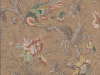 Crowe Hall Lane - Reade vogelbehang met bruine tinten en oranje bloemen van Little Greene