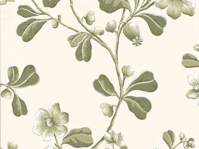 Little Greene Broadwick Street - Garden behang rijkelijk versierd met groene bloemen en bladeren