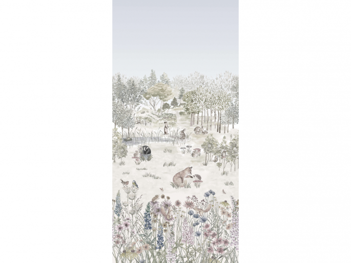 Little Greene behang Potter's Woodland Stone mural patroon